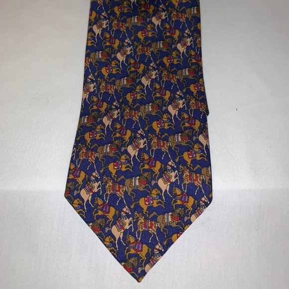 Salvatore Ferragamo Mens Tie Slik Blue Horses